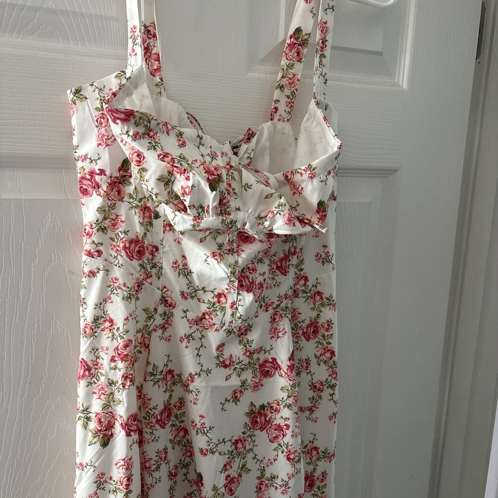 Floral White and Pink Women's Dress